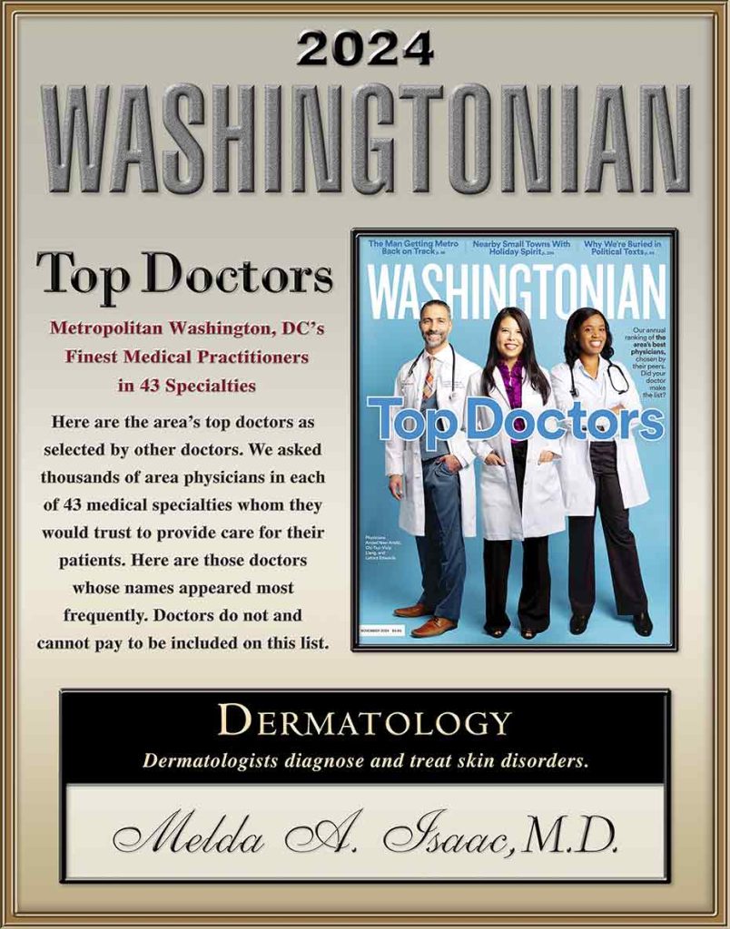 Melda A. Isaac virtual Washingtonian Top Doctors 2024 plaque